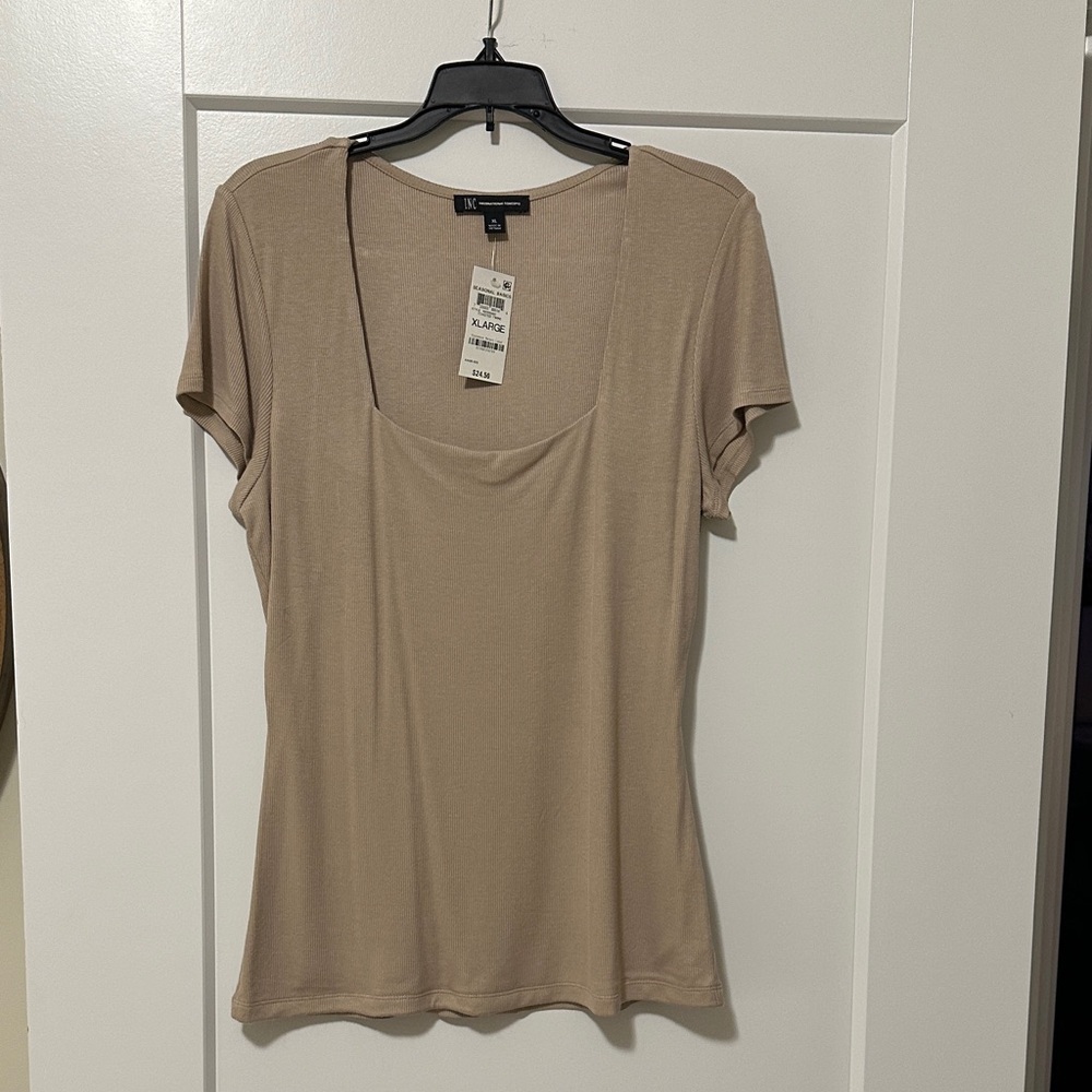 INC International Concepts Tan Short Sleeve Top